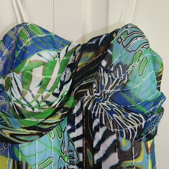 Vintage Cache Womens Dress Size SM Strapless Tropical Artsy Abstract Sequins - Picture 5 of 14